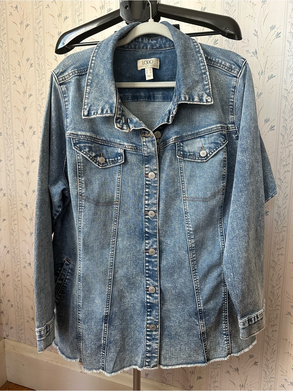 LOGO by Lori Goldstein Faded Blue Denim Jacket